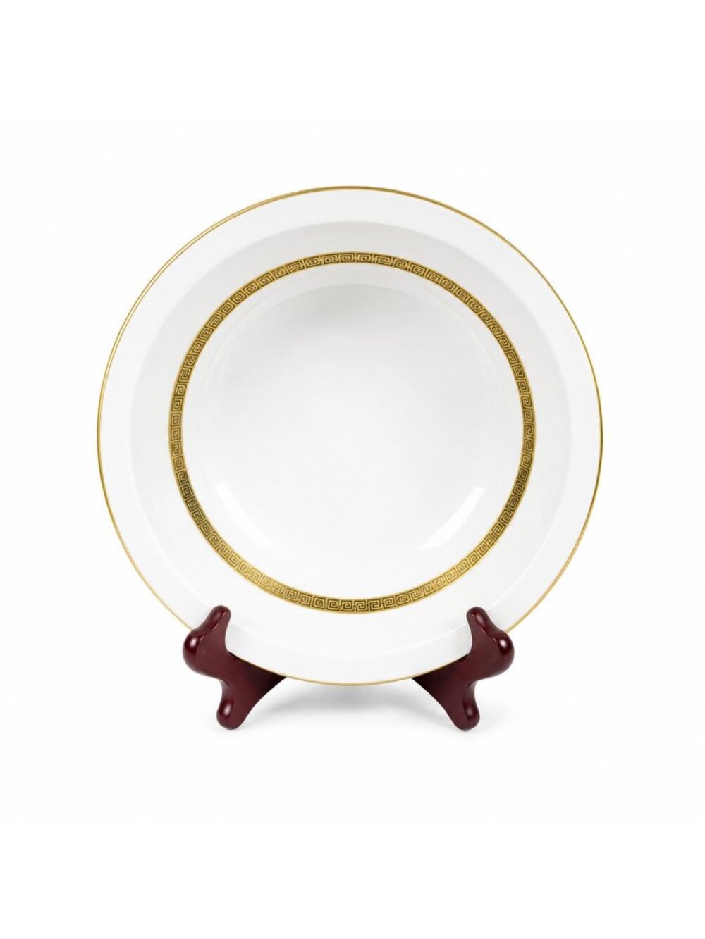 Vegetable Bowl 9" Key Largo by Meito Black Greek Key On Gold Band Royal M Japan